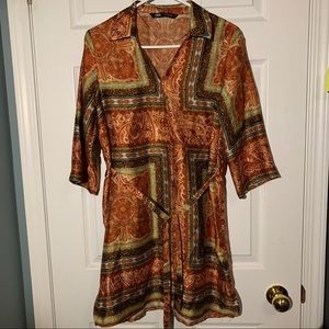 Zara paisley satin shirt dress (tunic length)